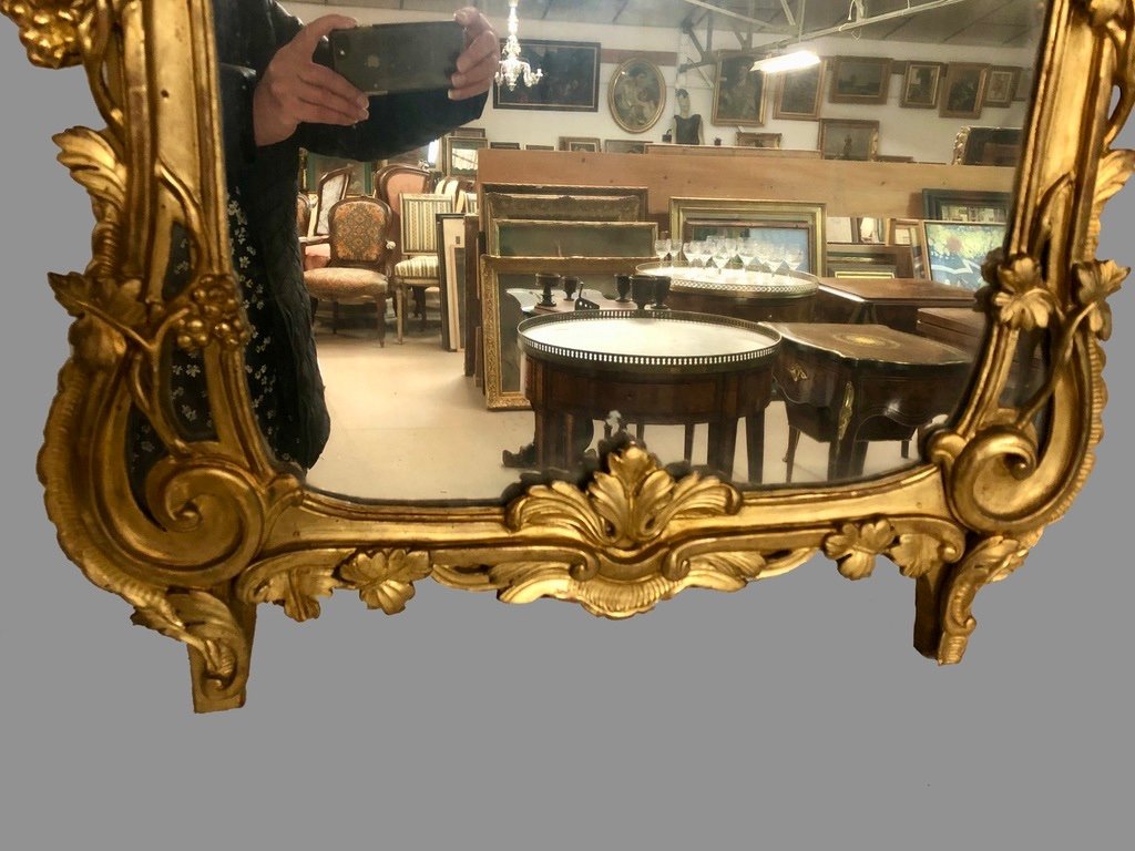 Miroir En Bois Doré, H100, époque XVIIIème-photo-4