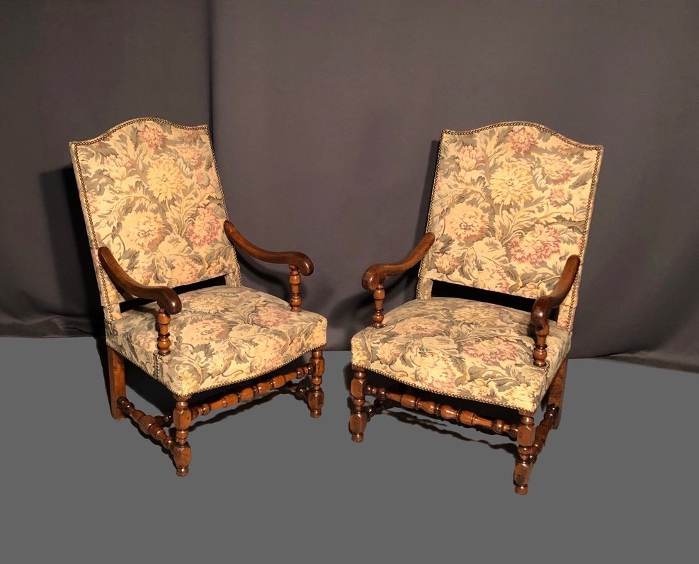 Pair Of Louis XIII Armchairs-photo-1