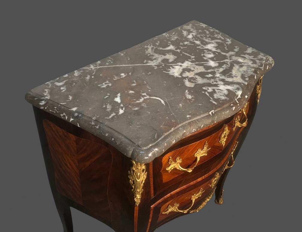 Small Louis XV Commode Stamped-photo-3