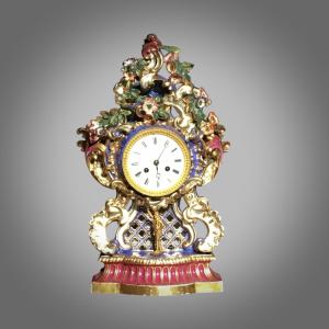 Pendulum Rocaille Porcelain Time Early Nineteenth