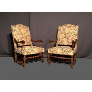 Pair Of Louis XIII Armchairs