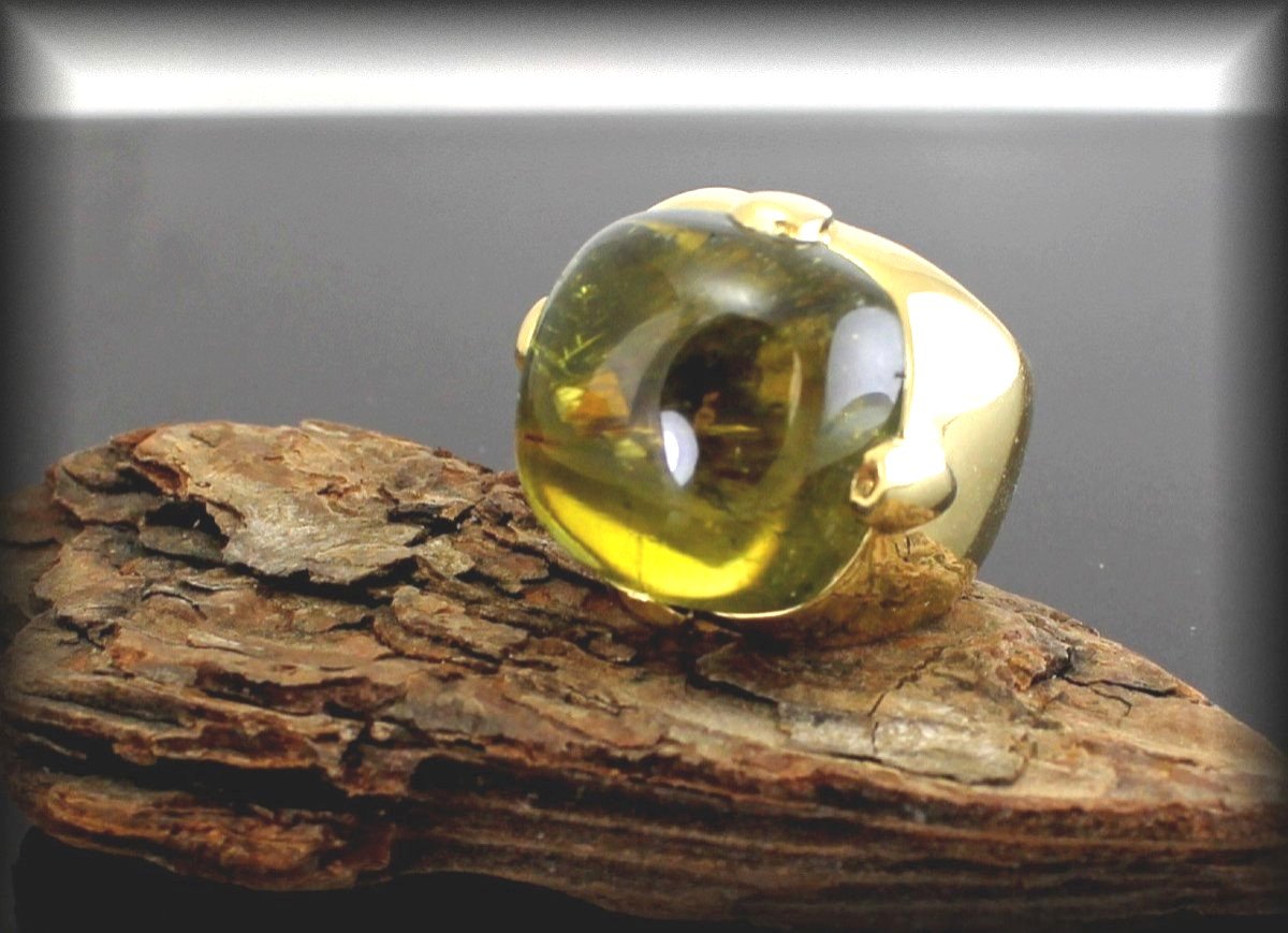 Bague Or Et Tourmaline Verte 1.7 X1.7 Cm-photo-4