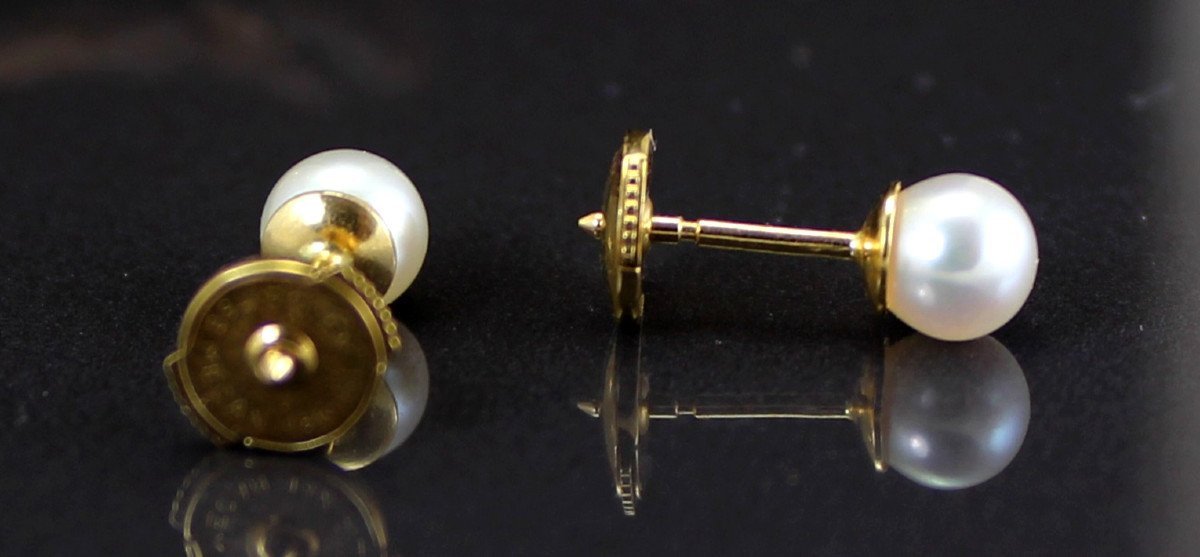 Gold Earrings And Akoya Cultured Pearl-photo-3