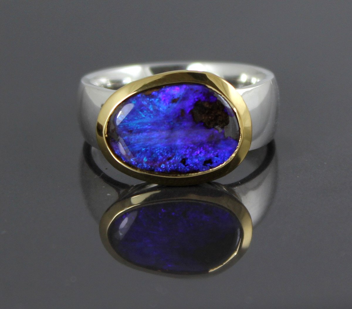 Bague Argent Et Opale Boulder-photo-2