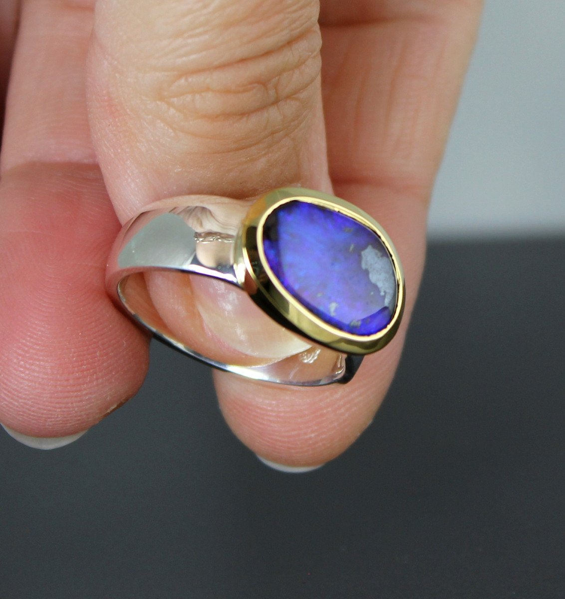 Bague Argent Et Opale Boulder-photo-4