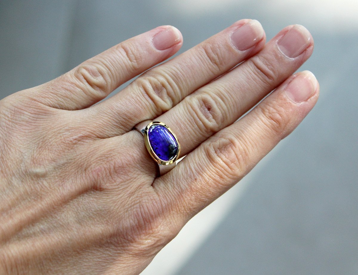 Bague Argent Et Opale Boulder-photo-1