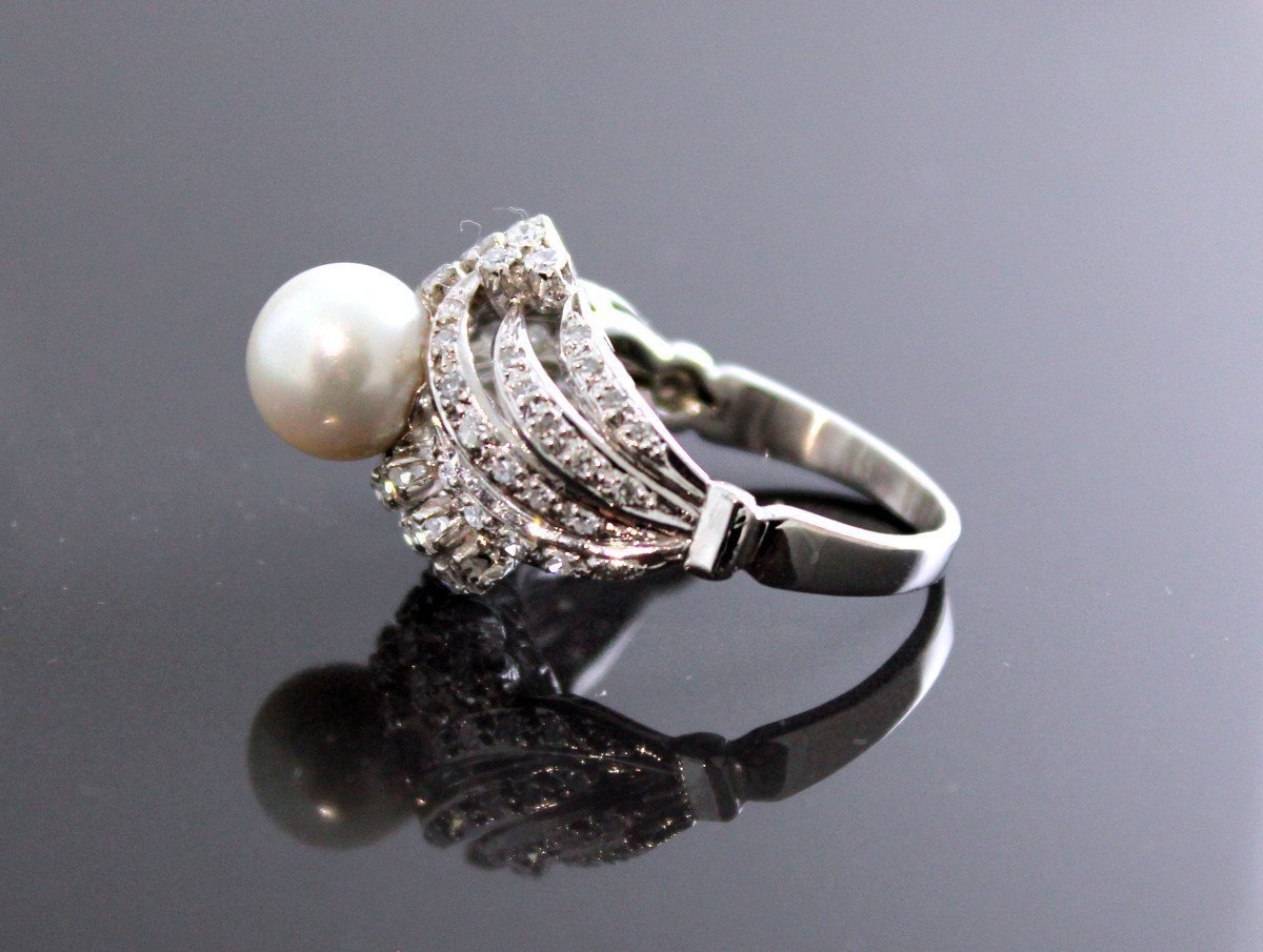 Gold Ring, Diamonds And Akoya Cultured Pearl (japan) - Video-photo-3