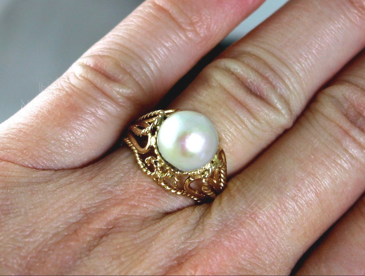 Gold And Akoya Pearl Ring-photo-2