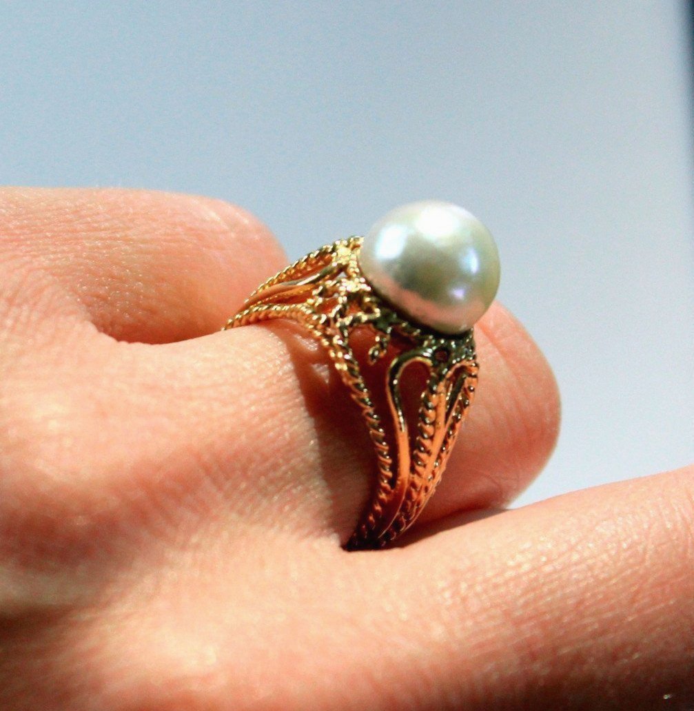 Gold And Akoya Pearl Ring-photo-1