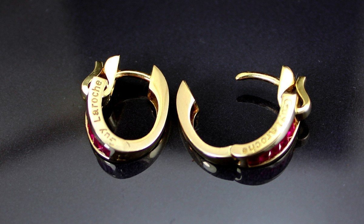 Guy Laroche Gold And Ruby Earrings-photo-2