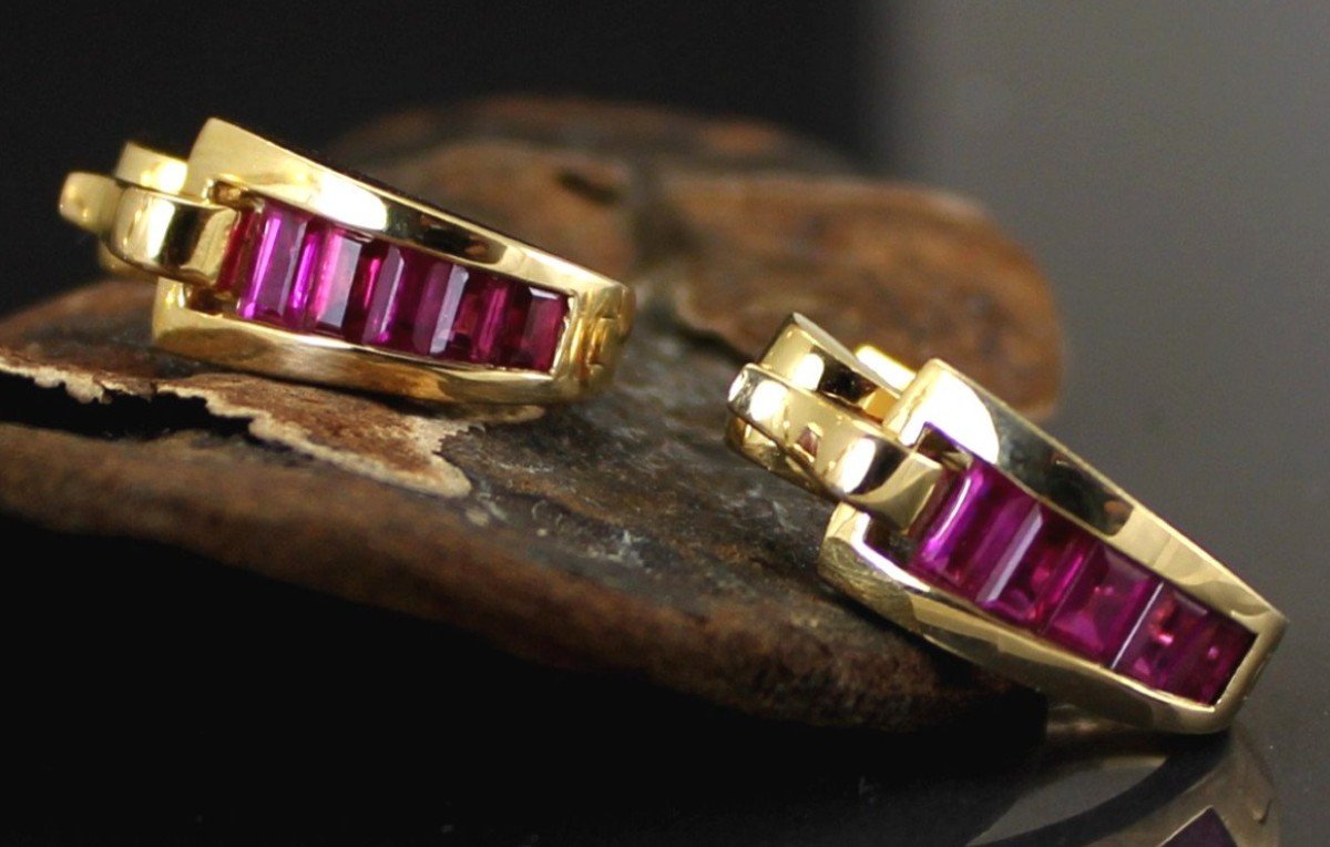 Guy Laroche Gold And Ruby Earrings