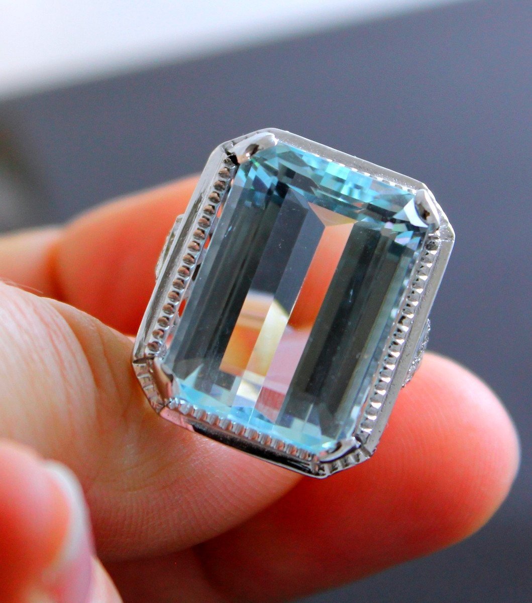 Gold Ring, Aquamarine (+20 Ct) And Diamonds-photo-3
