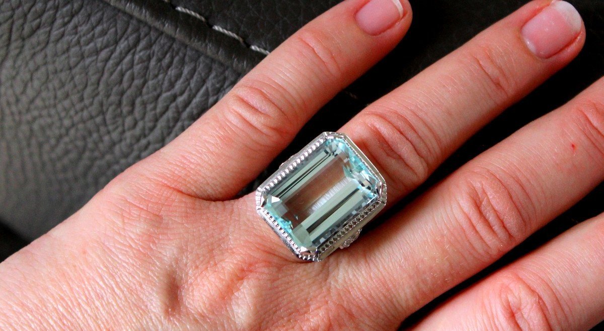 Gold Ring, Aquamarine (+20 Ct) And Diamonds-photo-1