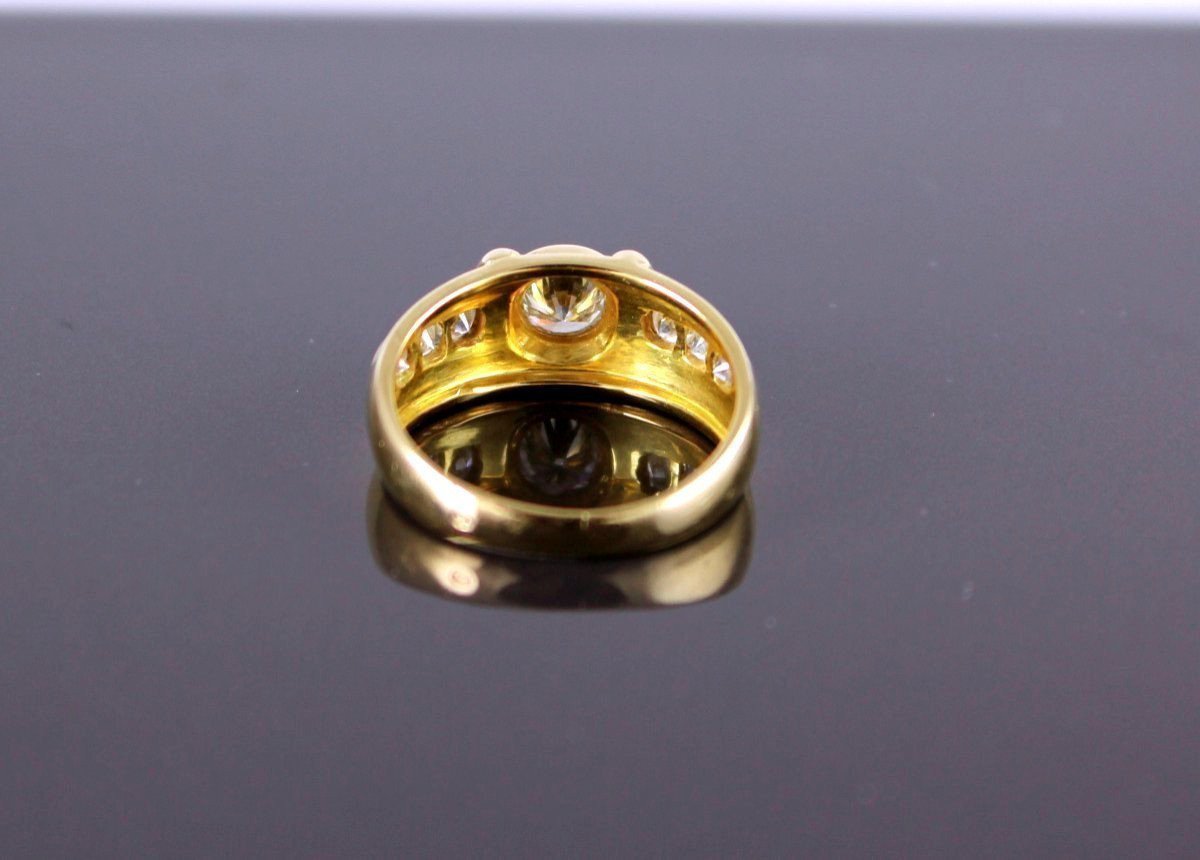 Bague Mixe Or Diamants (centre +/-0.55 Ct  + 0.40  Ct Entourage)-photo-3