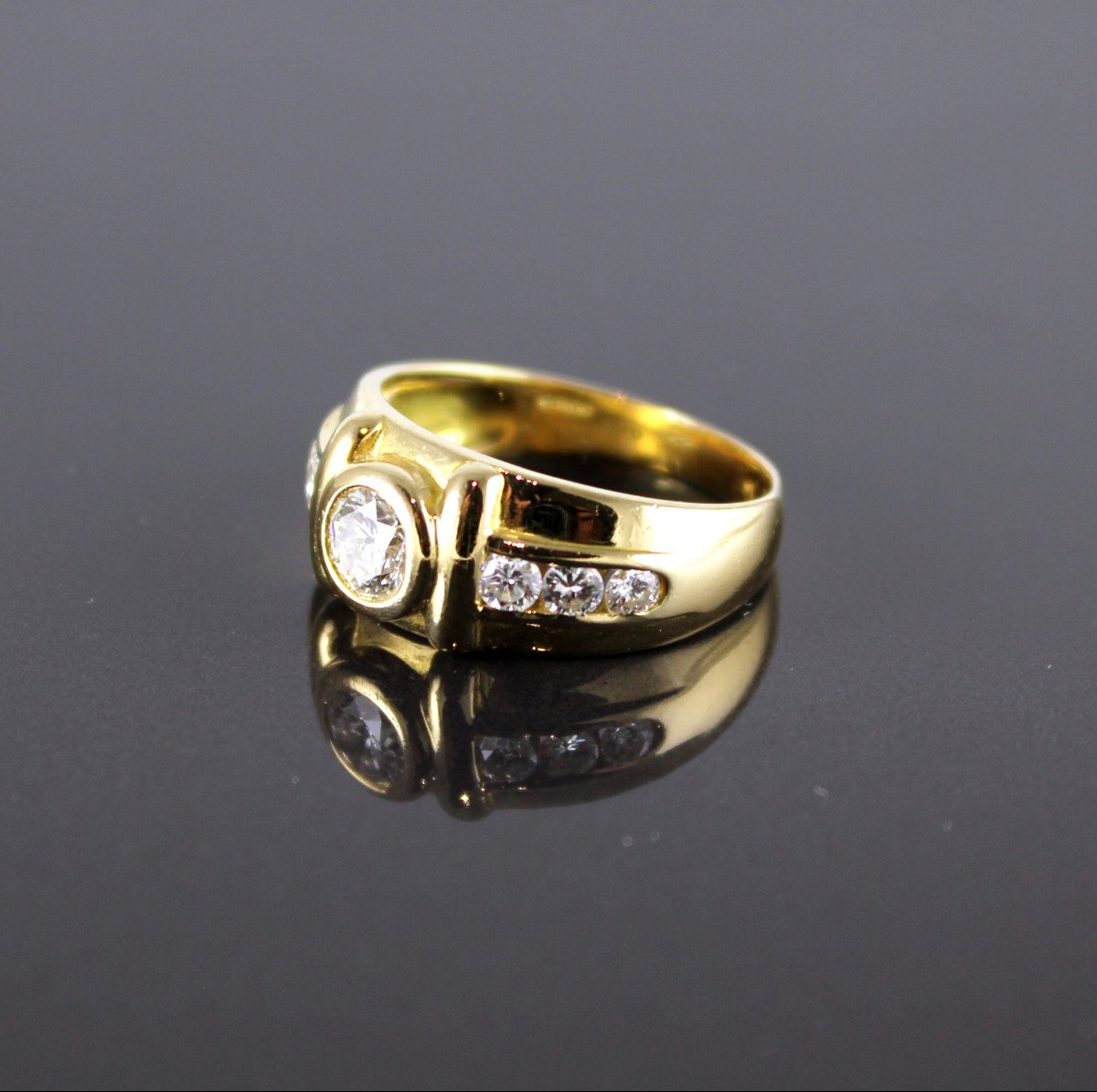 Bague Mixe Or Diamants (centre +/-0.55 Ct  + 0.40  Ct Entourage)-photo-5