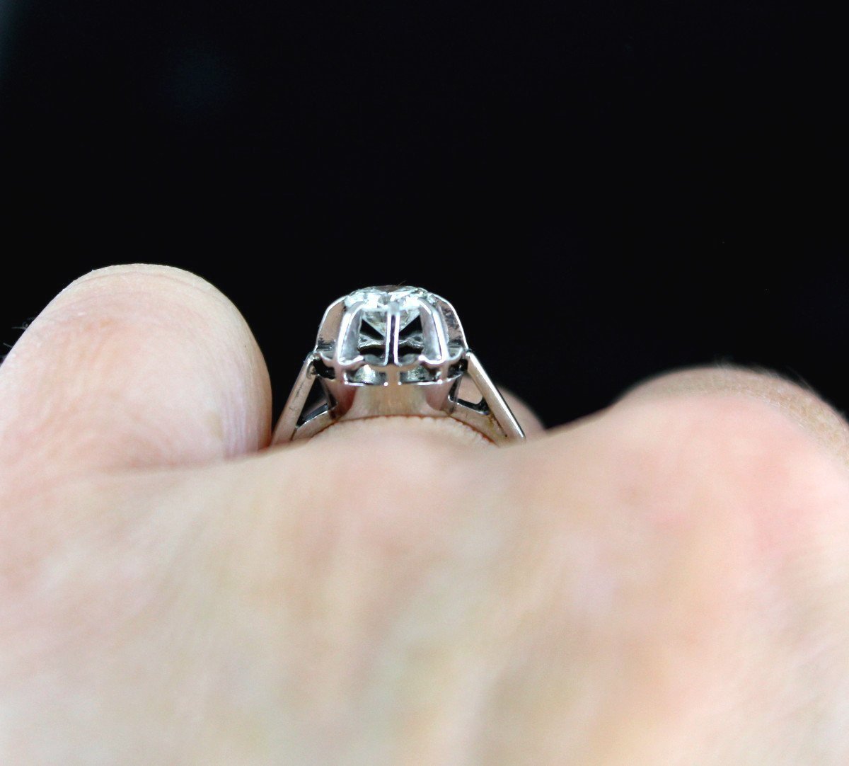Gold, Platinum And Diamond Solitaire 0.60 Ct-photo-4