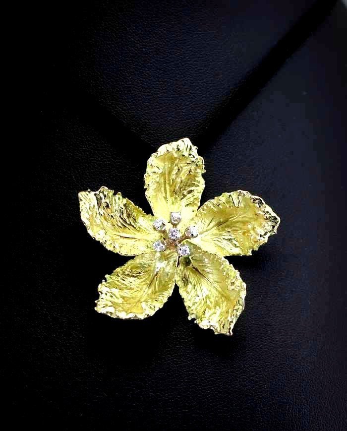 Gold And Diamond Pendant - 20 G 20 Solid - 4.5 Cm -photo-2