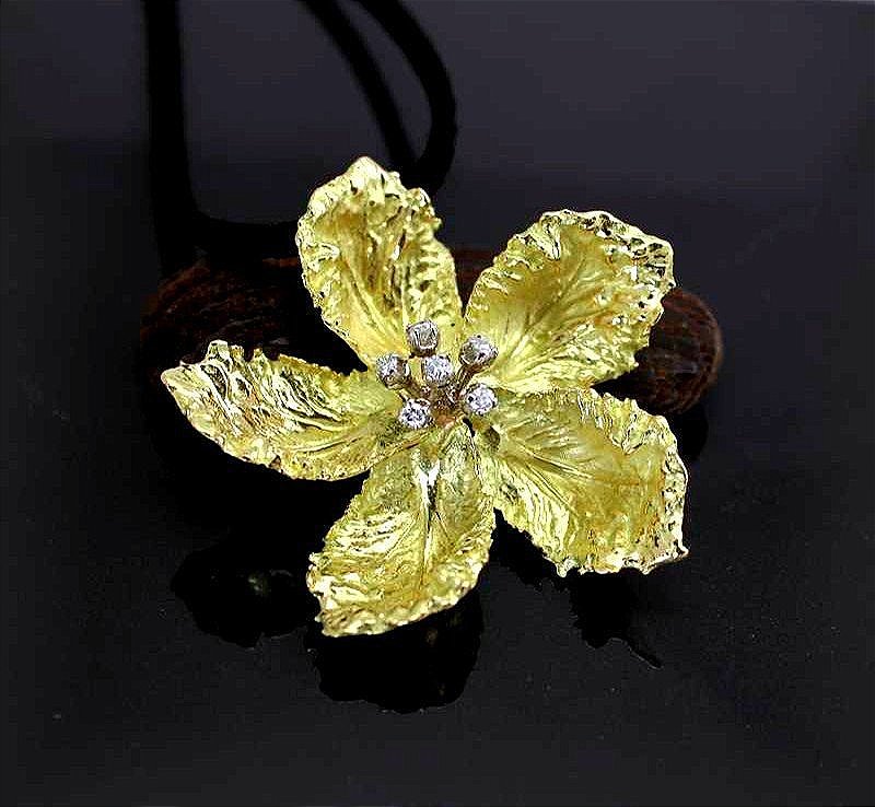 Gold And Diamond Pendant - 20 G 20 Solid - 4.5 Cm -photo-1
