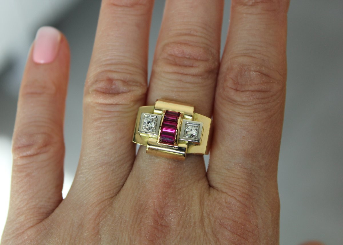 Bague Tank Or Et Platine-photo-7