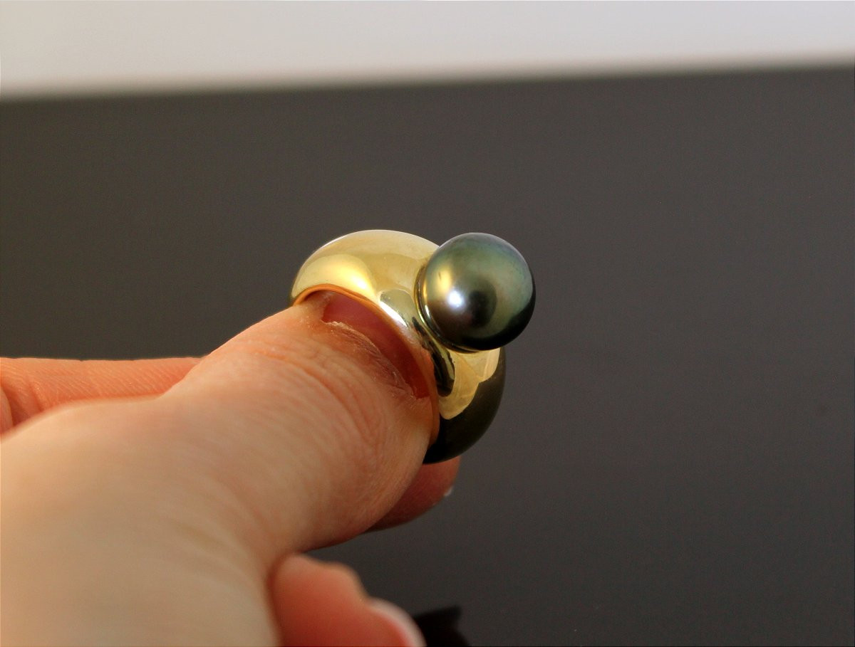 Gold And Tahitian Pearl Ring-photo-1