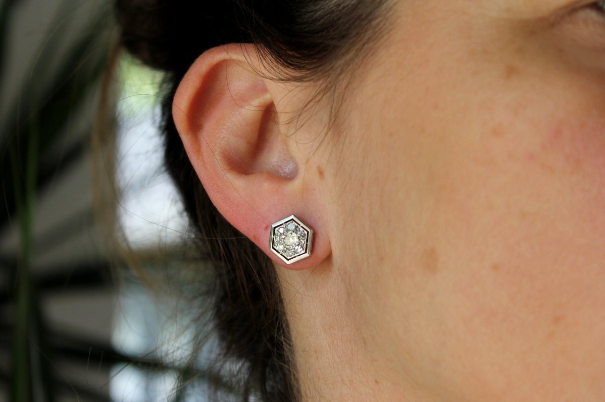 Boucles d'oreille diamants- Art déco-photo-4