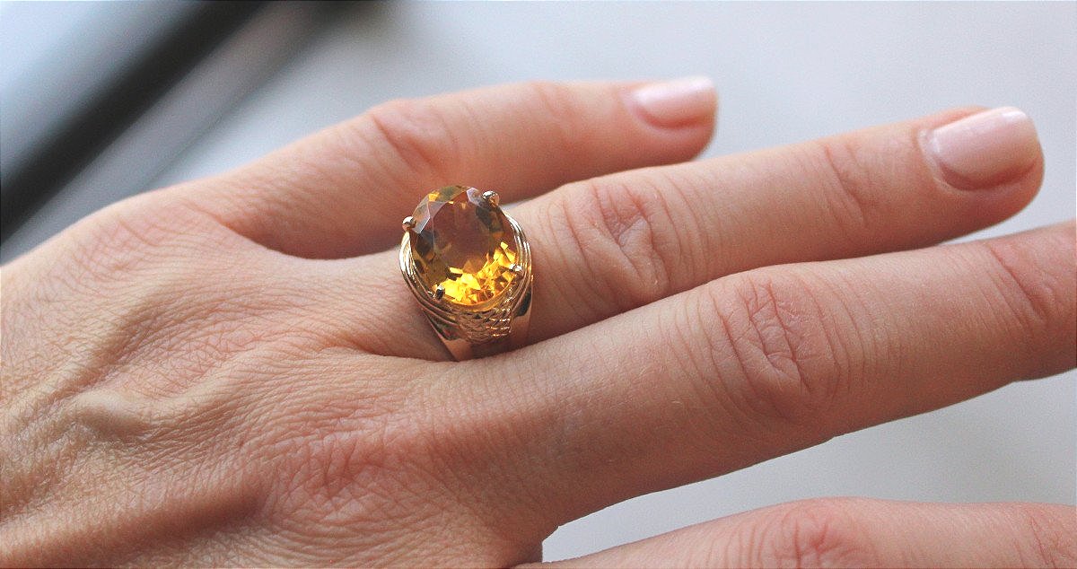Bague or et citrine-photo-3