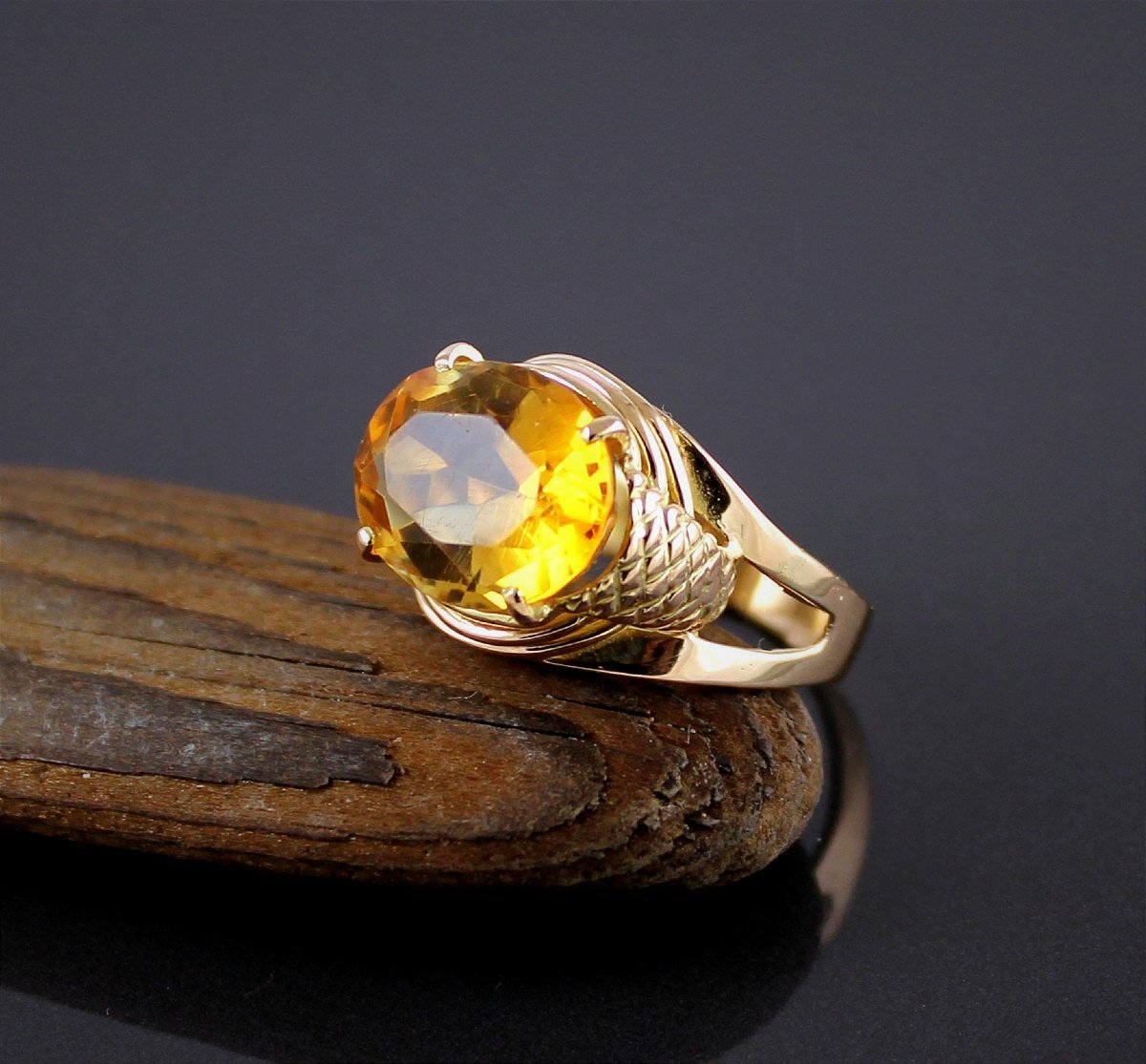 Bague or et citrine-photo-4