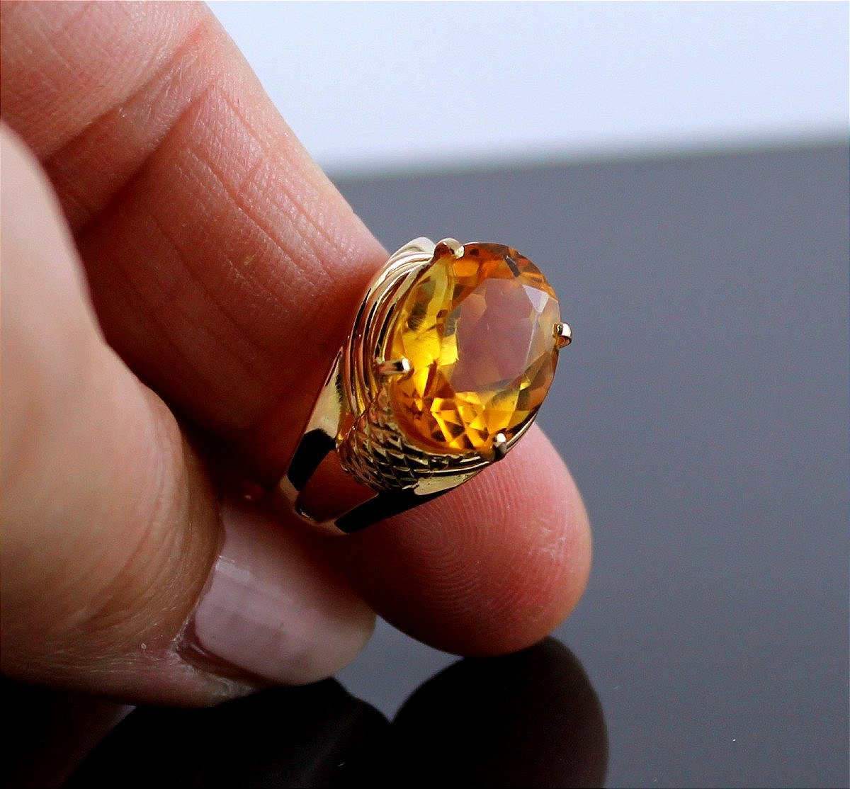 Bague or et citrine-photo-2