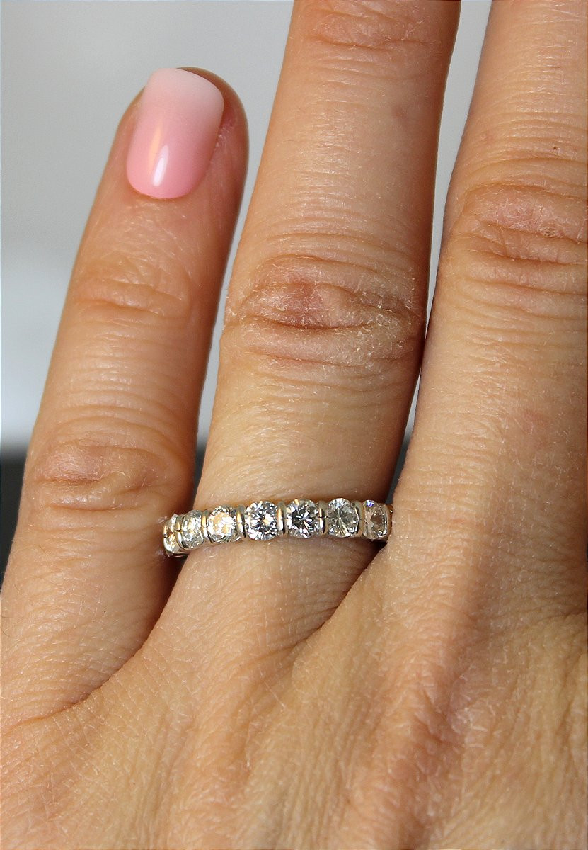 Alliance or et diamants  tour complet +/- 2.30 ct-photo-2