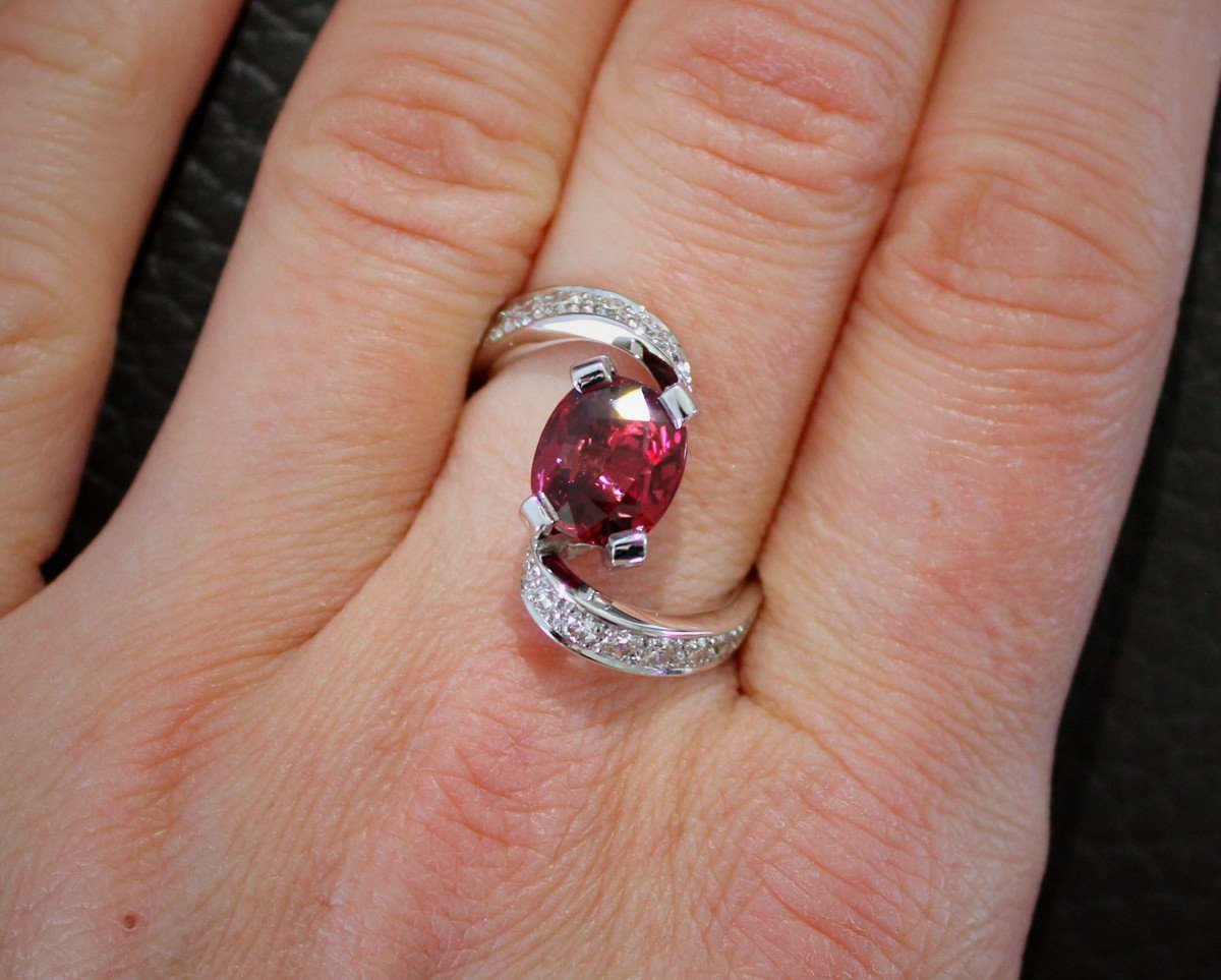 Bague or, grenat et diamants-photo-3