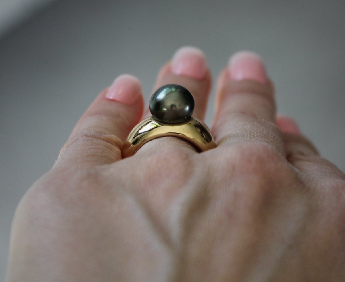 Gold And Tahitian Pearl Ring-photo-3