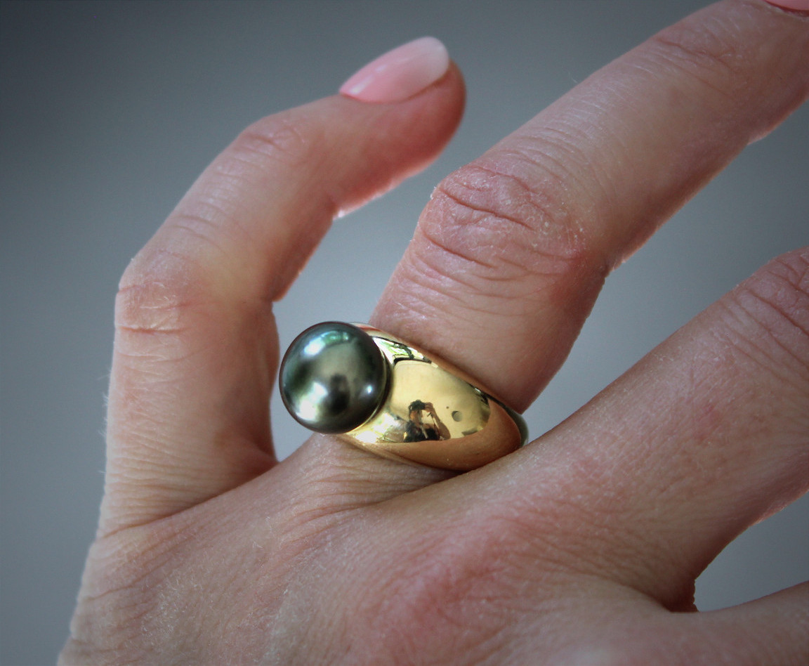 Gold And Tahitian Pearl Ring