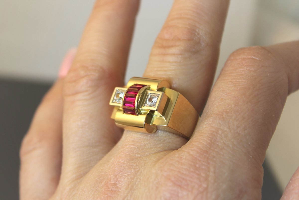 Gold And Platinum Tank Ring-photo-2