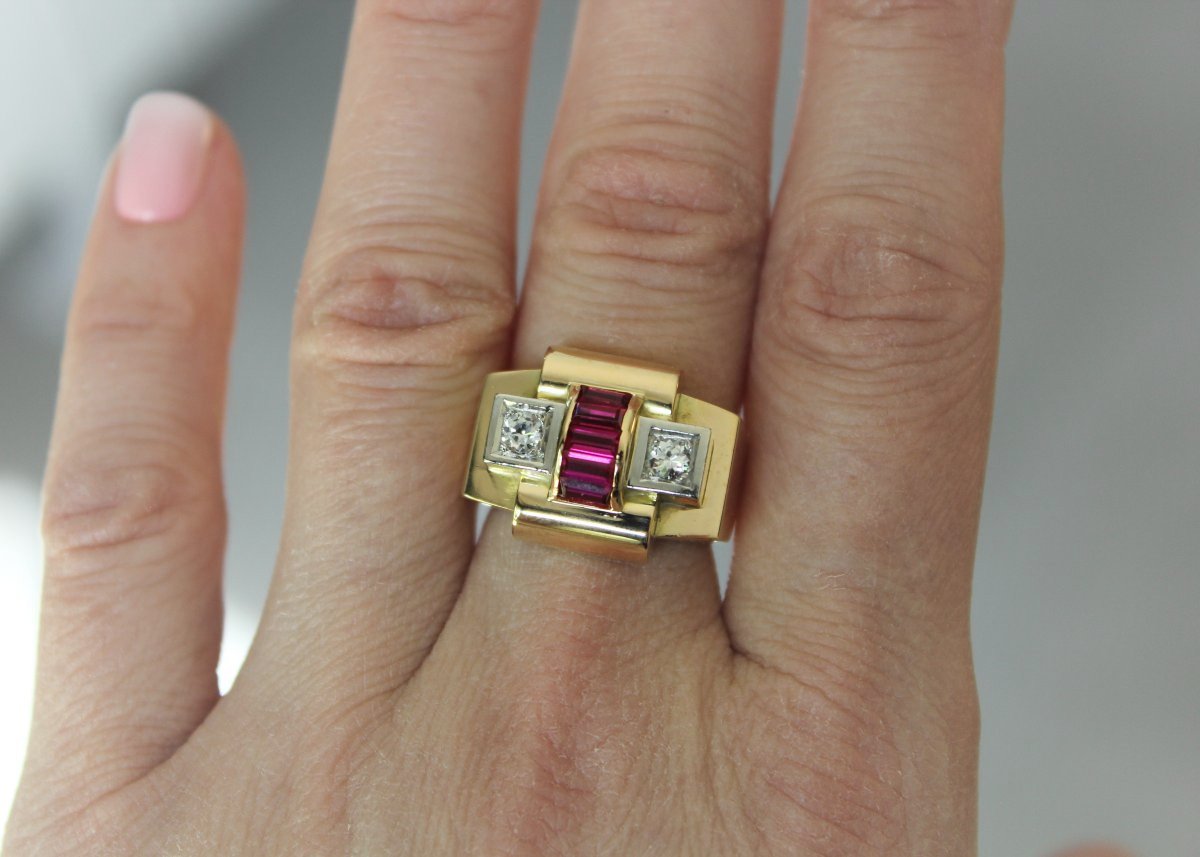 Gold And Platinum Tank Ring-photo-3