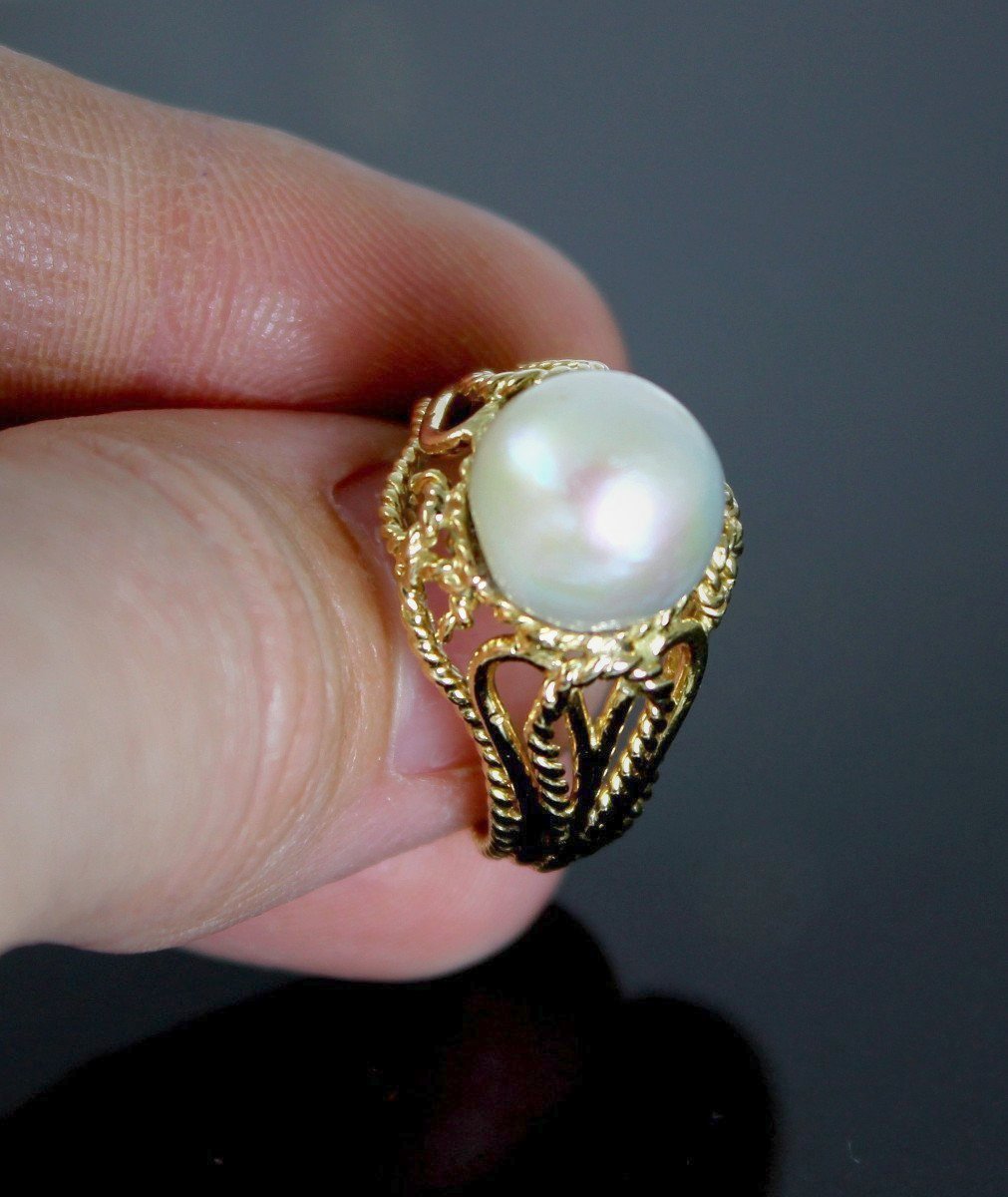 Bague or et perle de culture-photo-2