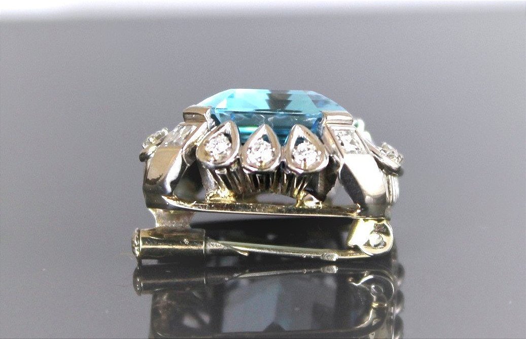 Bague or, Aigue Marine et diamants-photo-1