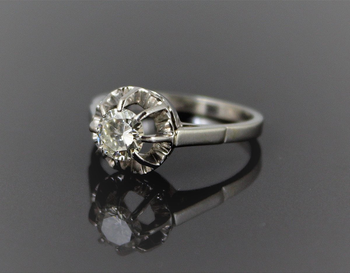 Solitaire or et platine, diamant + 0.60 ct-photo-2
