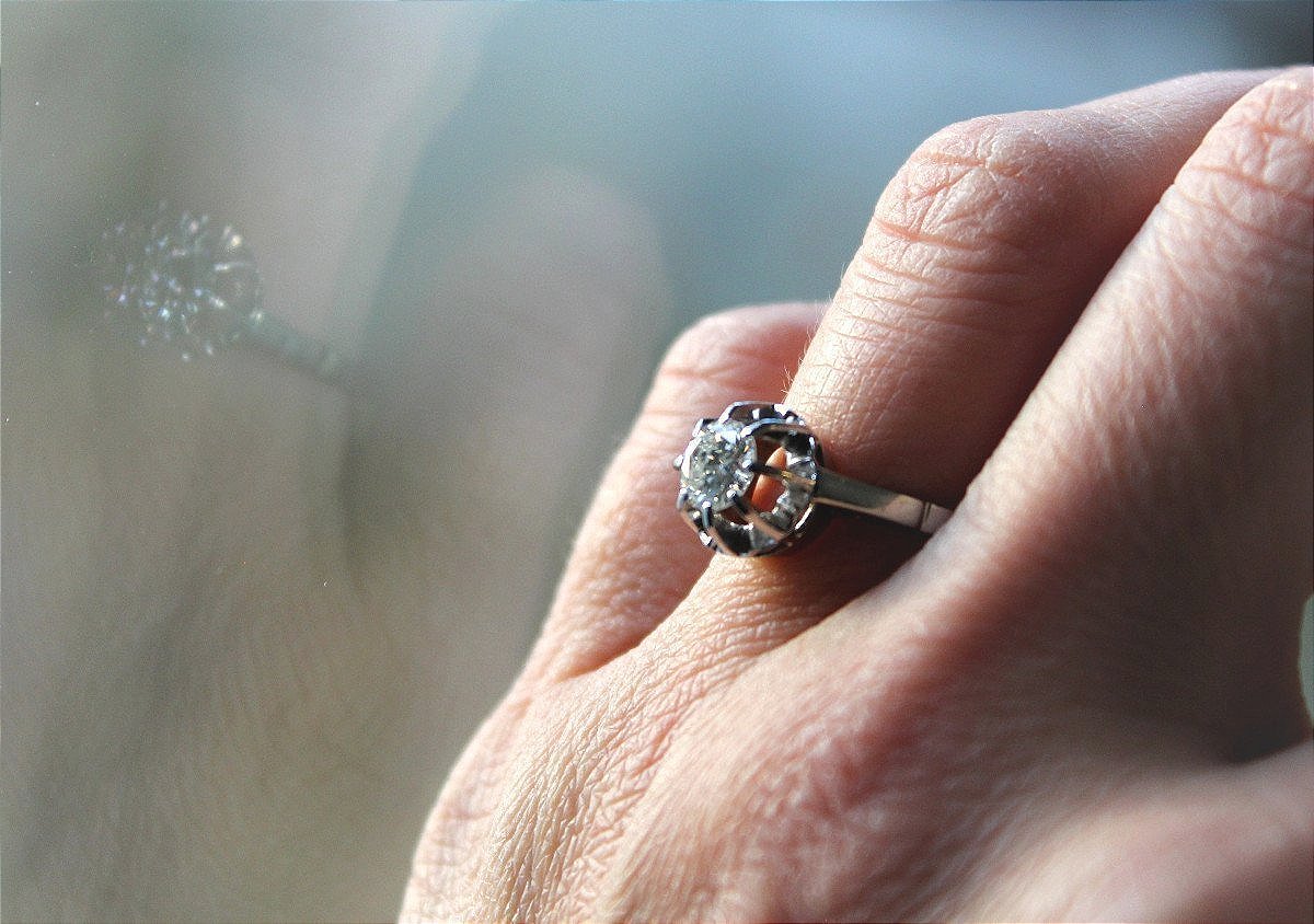 Solitaire or et platine, diamant + 0.60 ct-photo-1