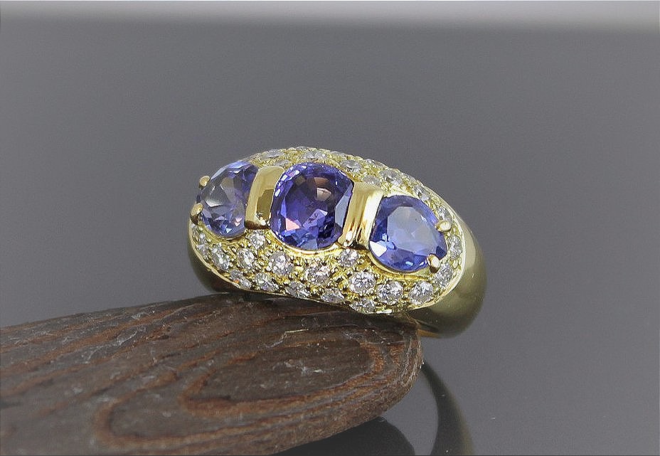 Gold, Sapphire And Diamond Ring