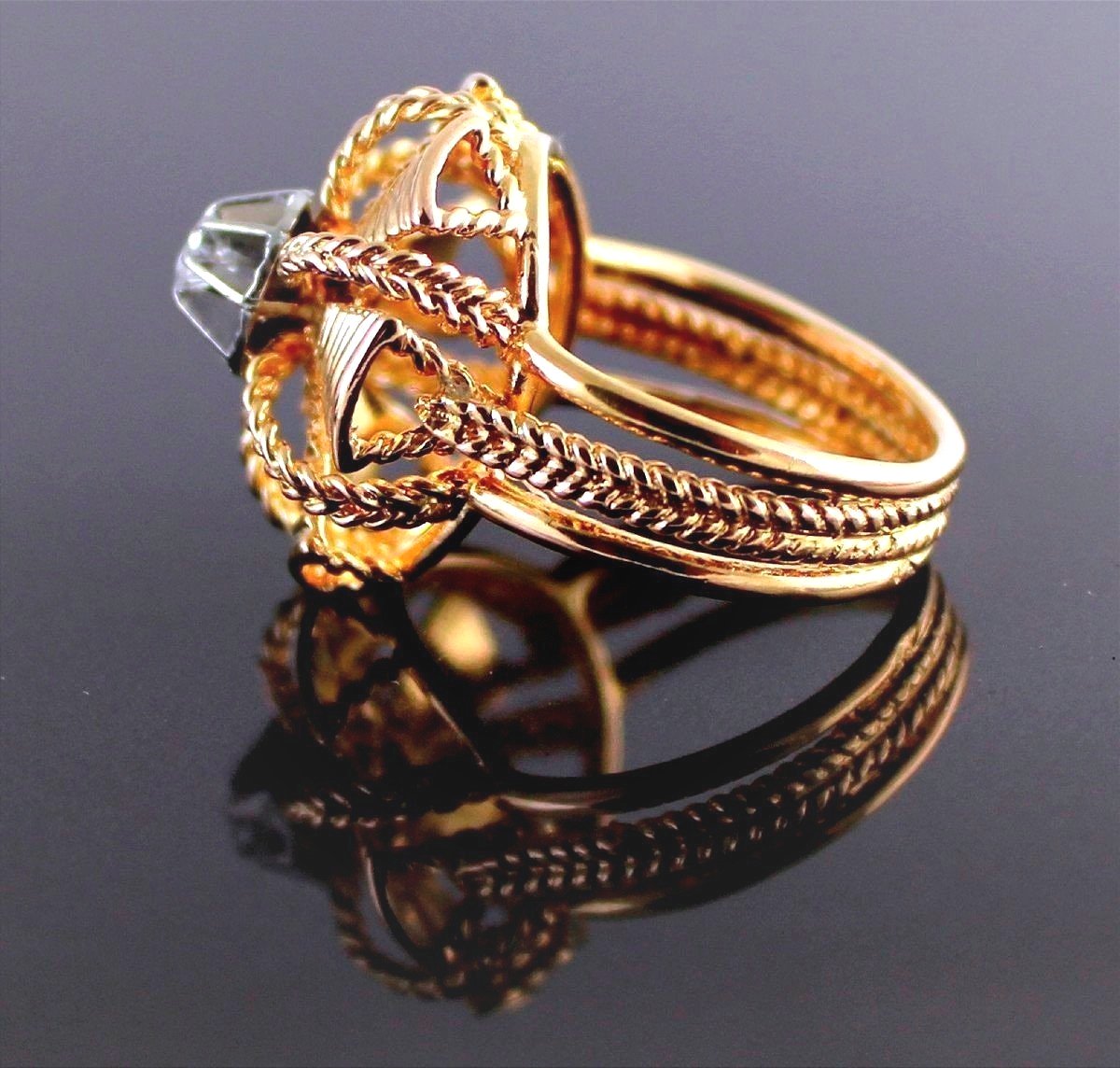 Bague or, platine et diamants- années 50-photo-2