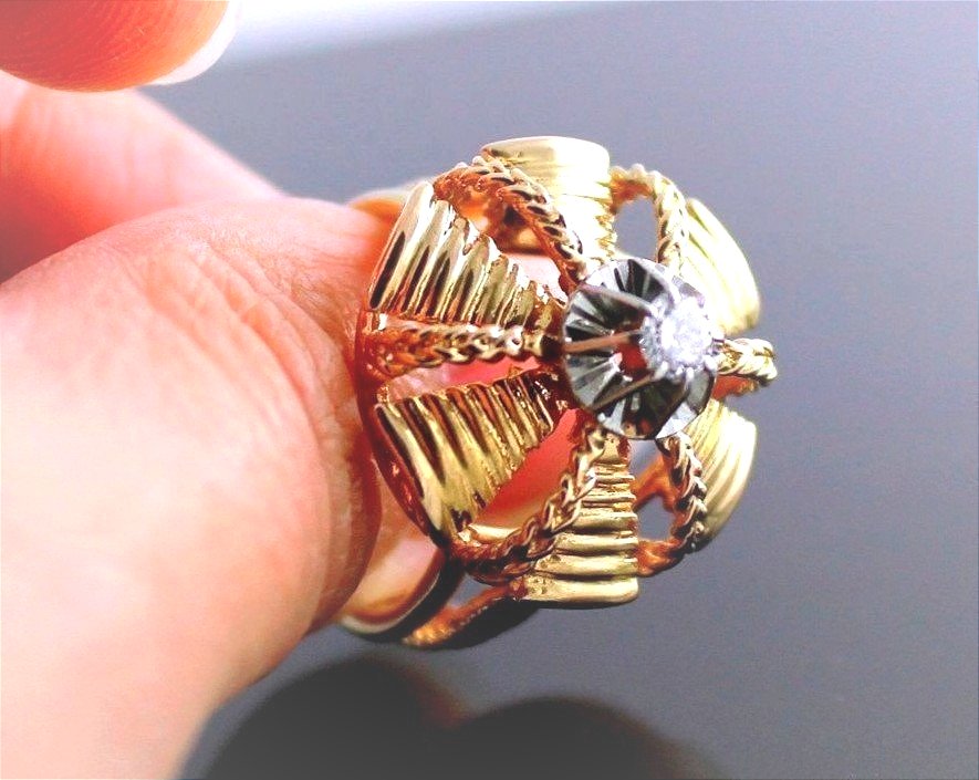 Bague or, platine et diamants- années 50-photo-1