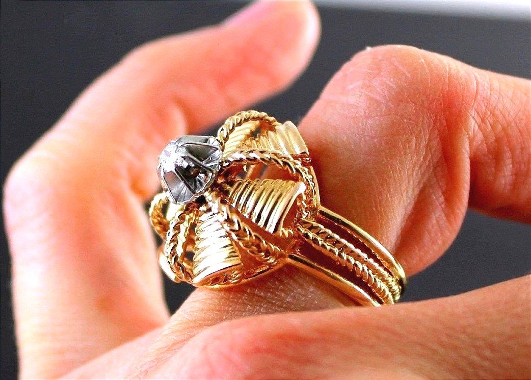 Bague or, platine et diamants- années 50