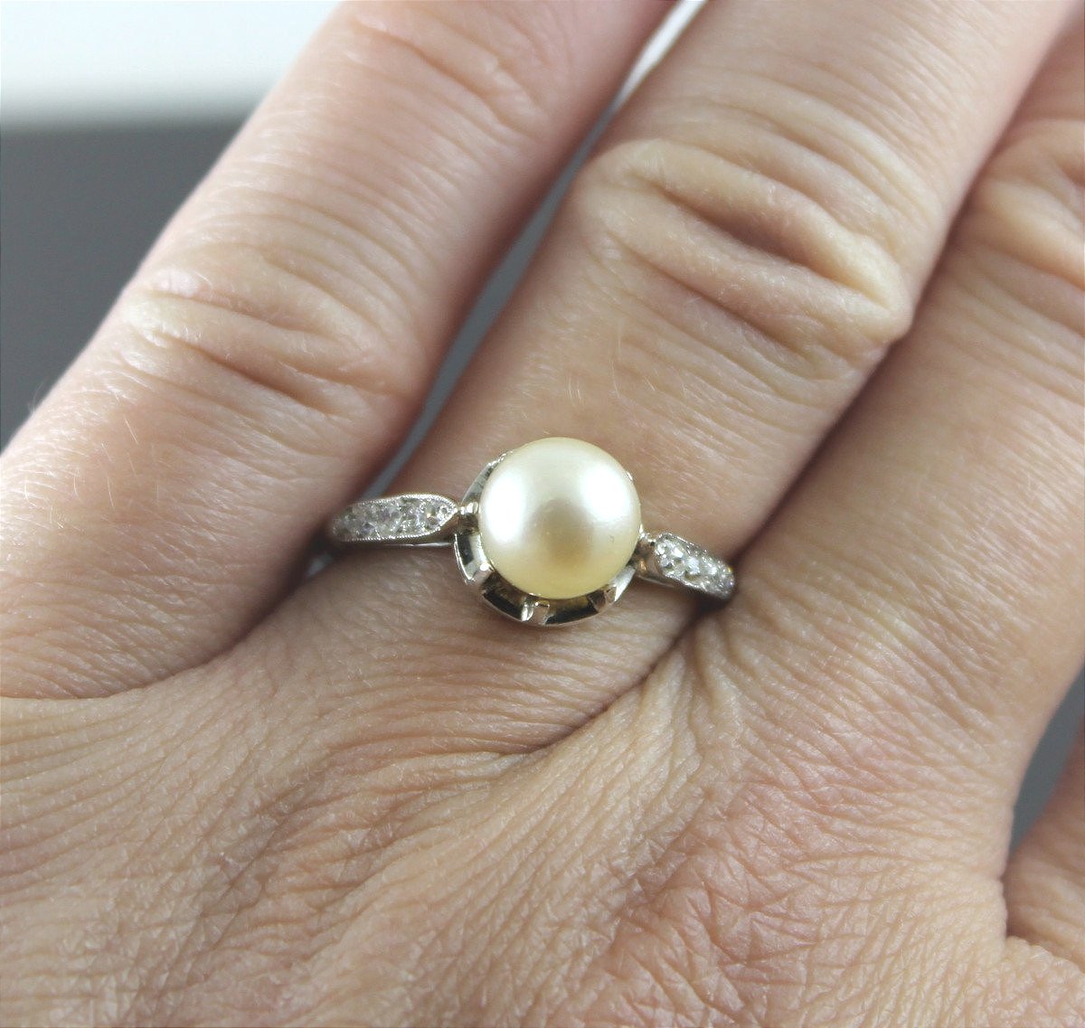 Platinum, Diamond And Akoya Pearl Ring-photo-4
