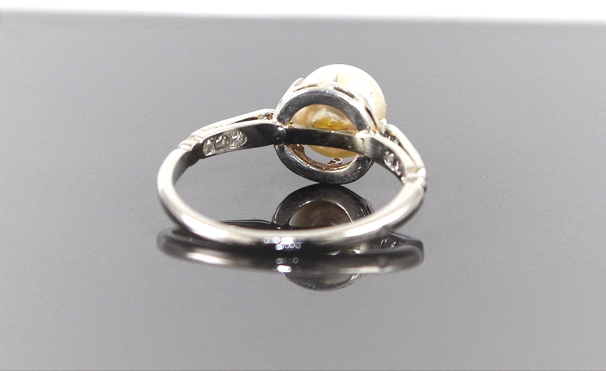 Platinum, Diamond And Akoya Pearl Ring-photo-2