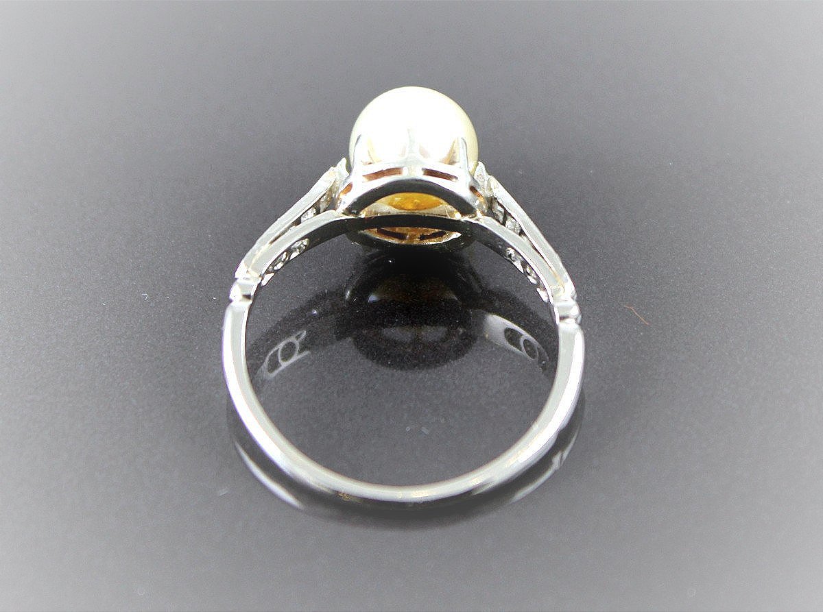 Platinum, Diamond And Akoya Pearl Ring-photo-3