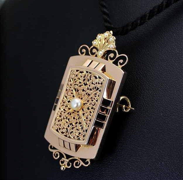 Gold Pendant/brooch/souvenir Charm, Napoleon III-photo-3