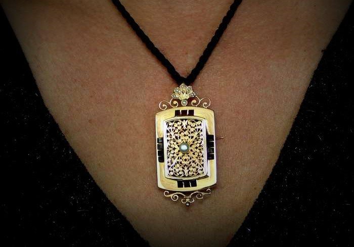 Gold Pendant/brooch/souvenir Charm, Napoleon III-photo-3
