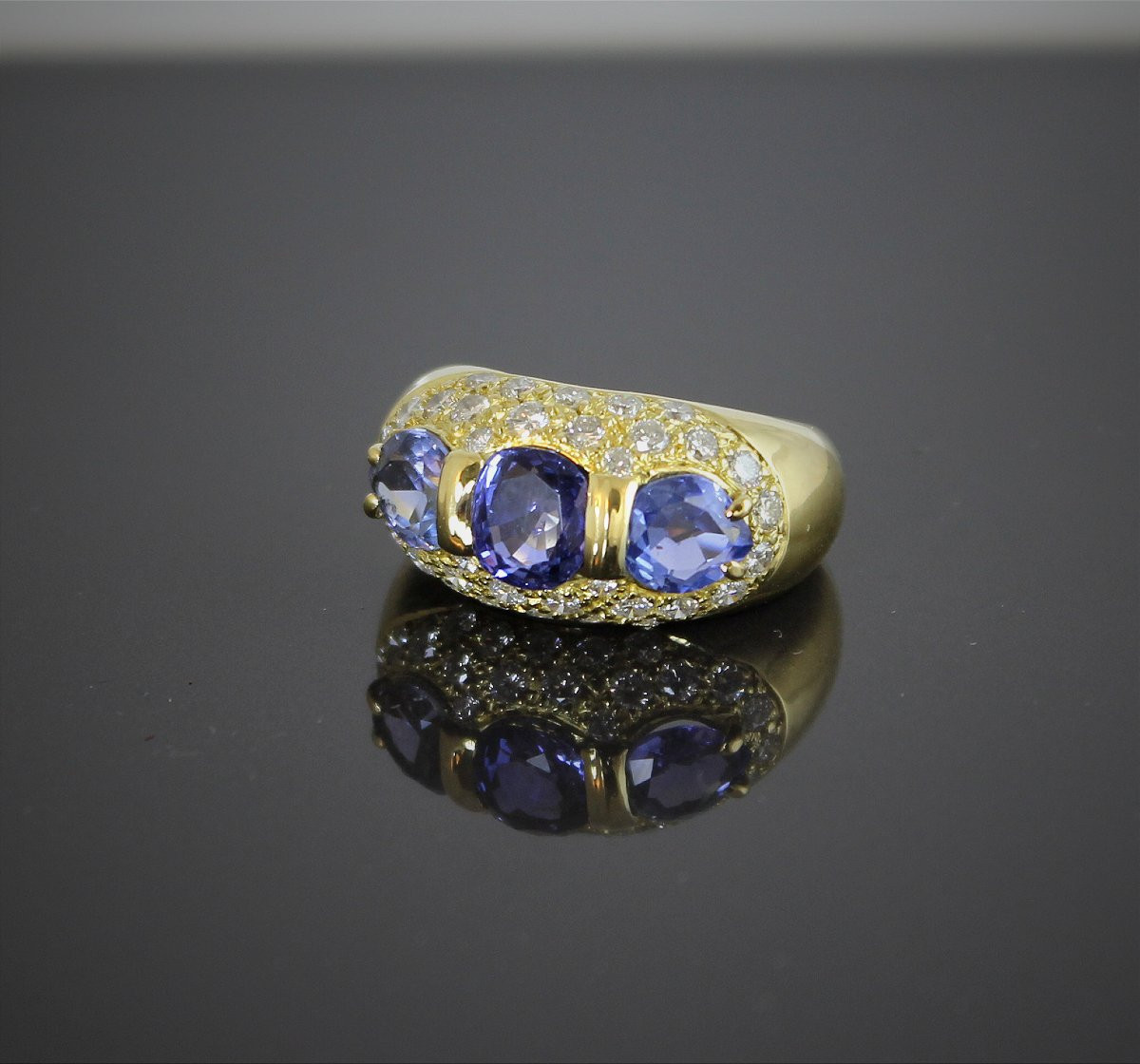 Bague or, saphirs et diamants-photo-2