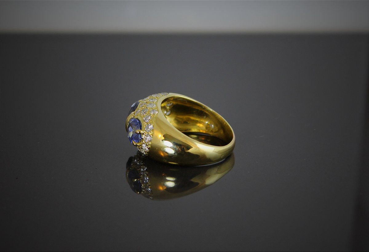 Bague or, saphirs et diamants-photo-3