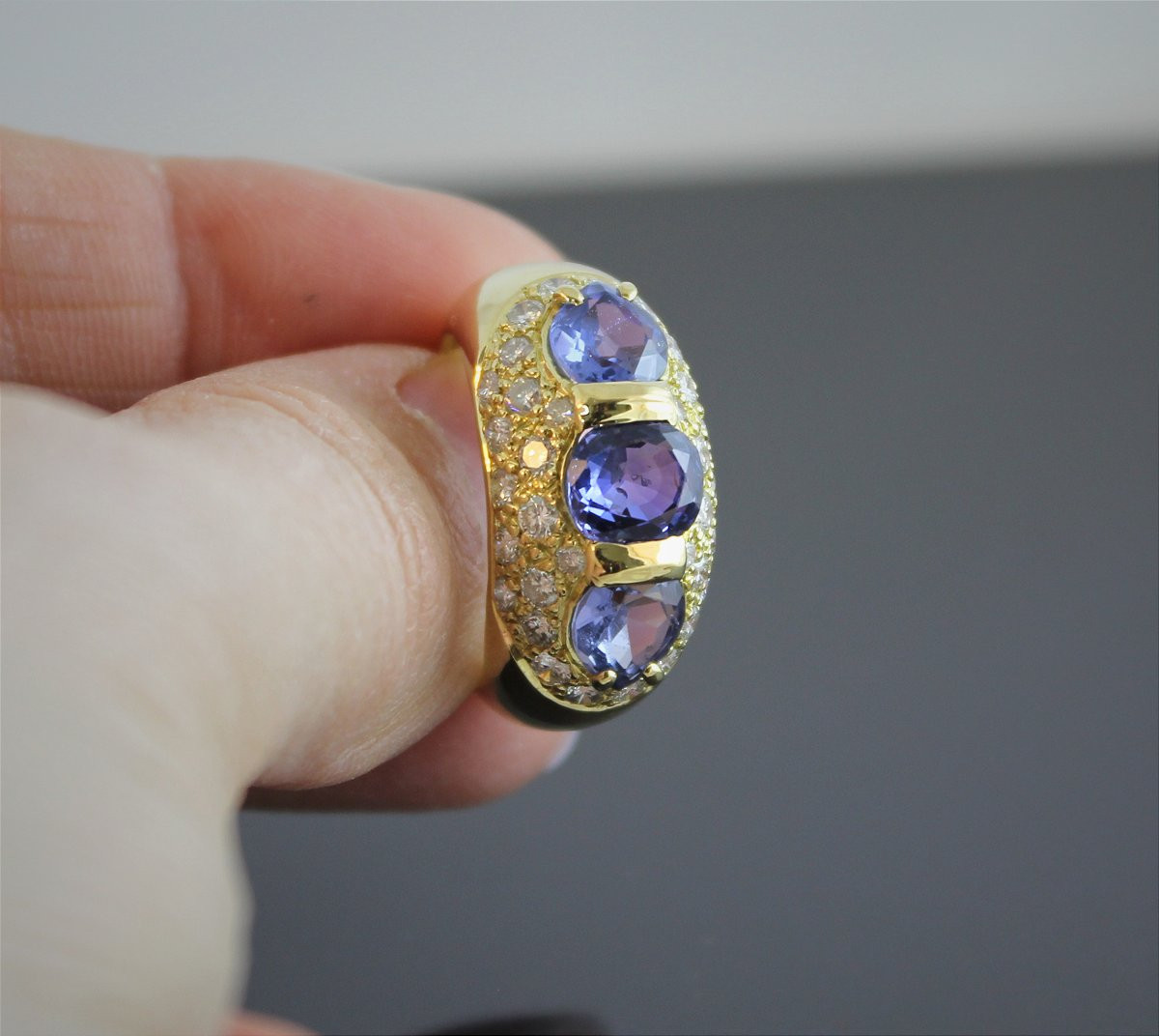 Bague or, saphirs et diamants-photo-1